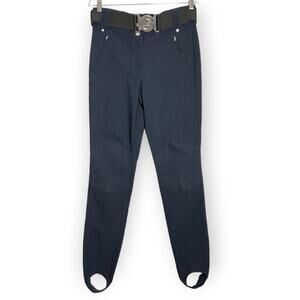 Emporio Armani EA7 Belted Pants SIZE L Navy Riding Leggings Stirrup Buckle